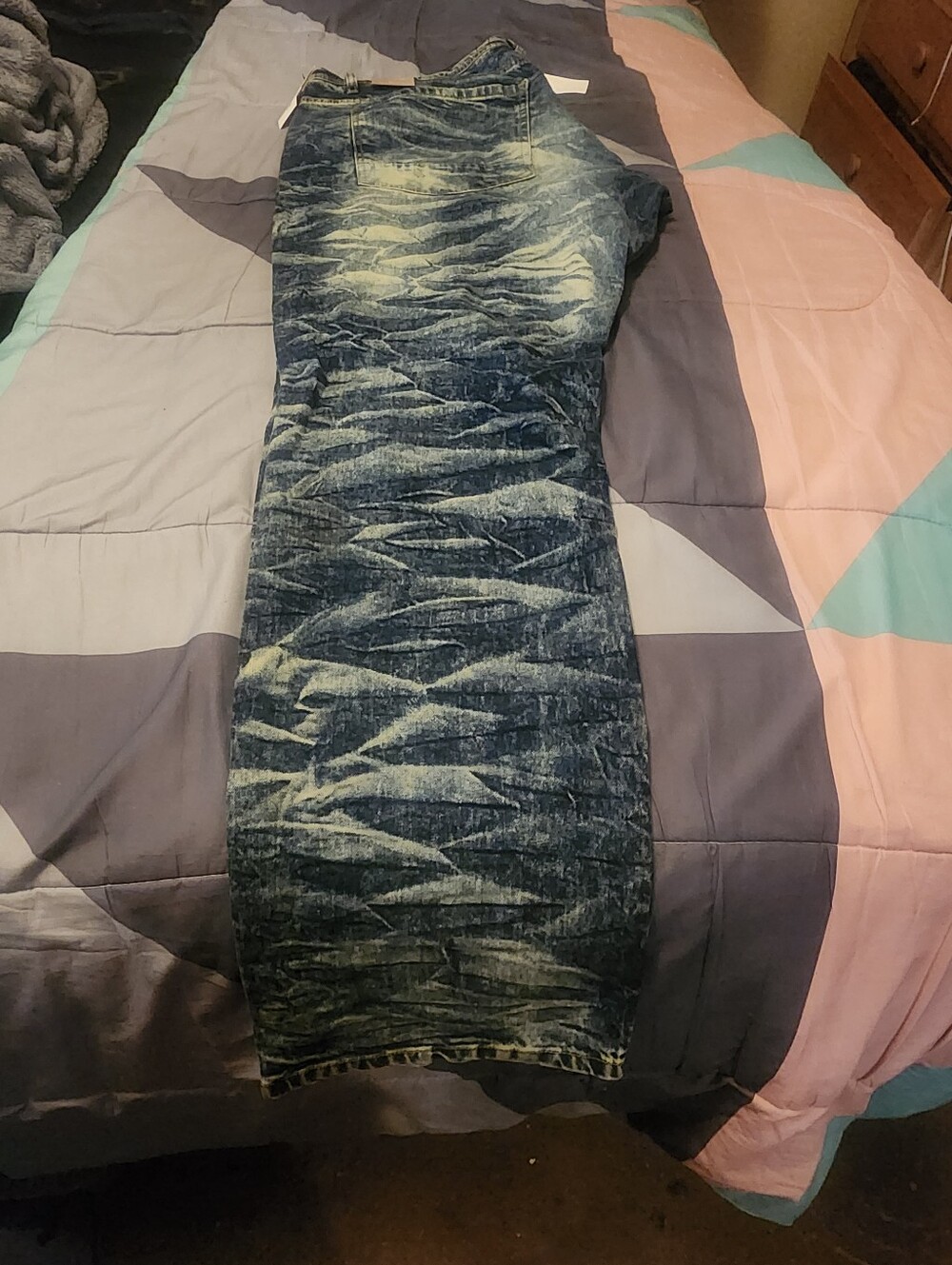 Mens  Distressed Washed Blue Denim Jeans